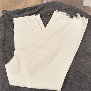 Express White Frayed Hem Jeans